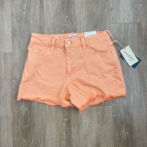 Orange denim shorts